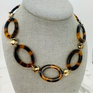Ralph Lauren Signed Necklace Faux Tortoiseshell and Gold-Tone 16”Luxury